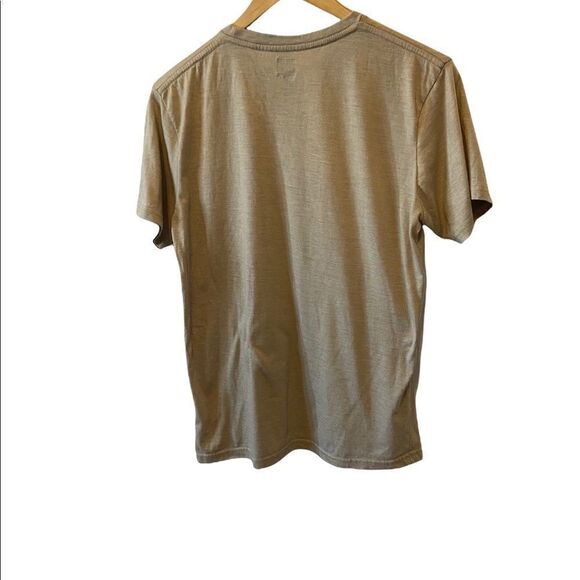 Tan Flag Graphic Short Sleeve Cotton Loose Fit Casual Tee Shirt Top M - Picture 3 of 7